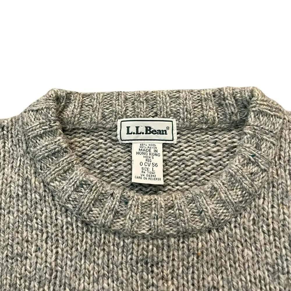 VTG Lands End Mens Chunky Wool Blend Sweater Large Fisherman Preppy Grandpacore